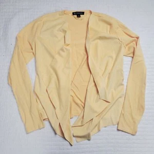 INC Womens Yellow Open Front Faux Suede Draped Front Cardigan Soft Stretchy | M - Picture 1 of 6