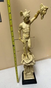 Antique Perseus Greek Hero Slays Medusa Sword Helmet Wings Son of Zeus Statue - Picture 1 of 10