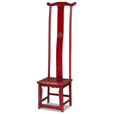 US Seller - Distressed Red Elmwood Chinese Ming Tall Chair