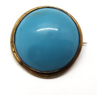 VICTORIAN TURQUOISE BLUE GLASS CABOCHON BROOCH EXTENDED PIN STEM C CLASP G.F.