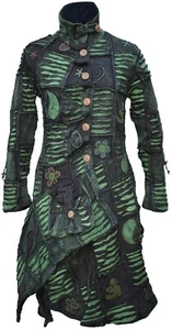 Largo Gótico Algodón Patchwork Polar Línea Asimétrico Bordado Hippie Coat - Imagen 1 de 3