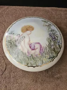 RARE ANTIQUE LIMOGES FRANCE HAND PAINTED CHERUB ANGEL DRESSER TRINKET BOX 1896 - Picture 1 of 9