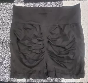 Women High Waist Yoga Shorts L/XL Black - Picture 1 of 2