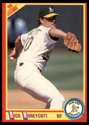 1990 Score #317 Rick Honeycutt Oakland Athletics Baseball Card - Image 1 of 2