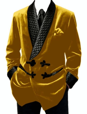 Hombres Vintage Terciopelo Largo Abrigo Chaqueta Bata Mantón Solapa Esmoquin Blazer Abrigo Foto 1 de 4