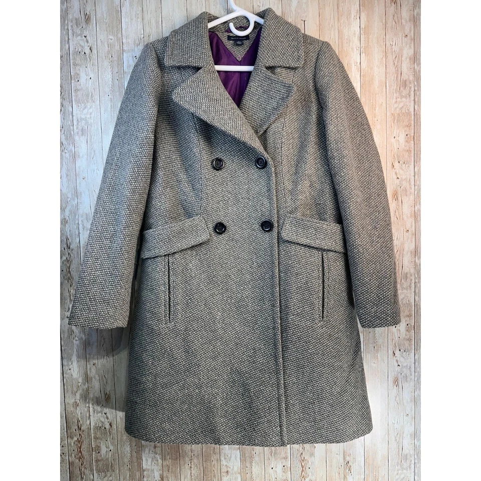 Abrigo Tommy Hilfiger Tweed Mujer M Gris Doble Pecho Chaquetón Otoño Mezcla Lana Foto 1 de 4
