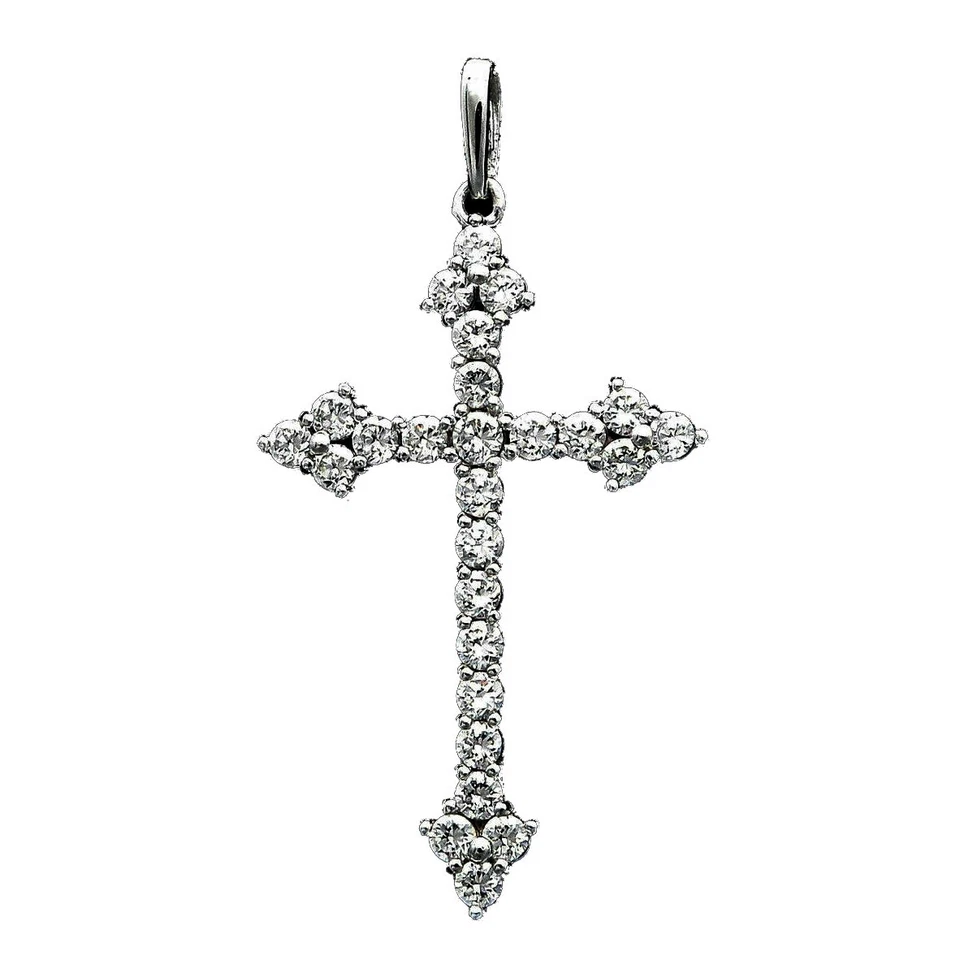1/2Ct White Round Moissanite Diamond Jesus Cross Pendant In 925 Sterling  Silver - Image 1 of 4