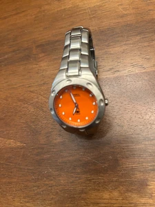 Men's Watch Fossil Blue Orange Face Water Resistant 100 M Stainless Steel - Picture 1 of 3