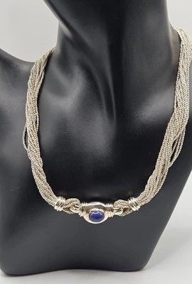 Raro collar vintage de plata esterlina Tiffany & Co con oro de 18 quilates y lapislázuli Foto 1 de 4