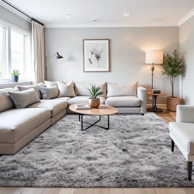  Alfombras mullidas de área grande 6x9 pies, alfombras difusas peludas estilo minimalista moderno, no  Foto 1 de 4