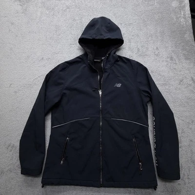 Chaqueta New Balance Mujer XL Negra Con Capucha Softshell Forrada de Vellón Bolsillos con Cremallera Foto 1 de 4