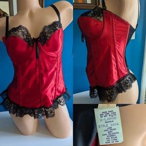 VTG 80s Satin Corset By Empire Intimates Size XL Rare Bustier Bra Convertible - Picture 1 of 11