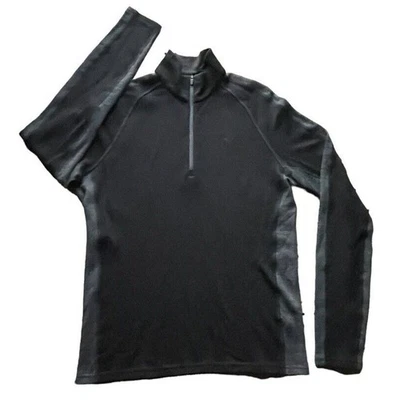 Icebreaker Merino Sweater Mens Medium Black  Wool Lightweight Pullover 1/4 MINT - Image 1 of 4