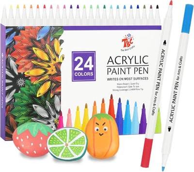 TBC the Best Crafts Acrylstifte Für Steine Wasserfest, 24 Farben, Acrylstifte Wa