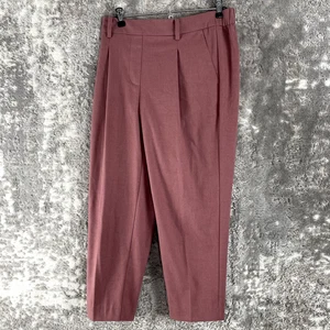 LOFT PEtite Size MP Stretch Pleated Straight Leg Pants Mauve Elastic Waist - Picture 1 of 10