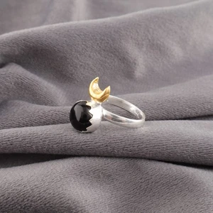 Wunderschöner schwarzer Tourmailne Edelstein 925 Sterling Silber Handarbeit Ring Schmuck - Bild 1 von 2