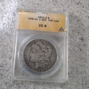 1891-O Morgan Dollar ANACS Certified VG8 TOP 100 - Picture 1 of 3