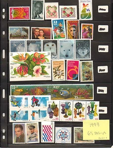 1999 MINT NH COMPLETE COMMEMORATIVE YEAR SET OF 65 STAMPS - Picture 1 of 2