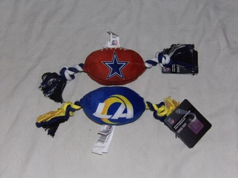 NFL Officially Licensed LA Rams Dallas Cowboys Dog Rope Ball Chew Toy NWT Cover