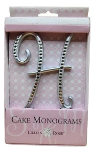 Large "H" Silvertone Monogram Initial w/Rhinestones Wedding Cake Topper 4.5" NEW - Picture 1 of 6