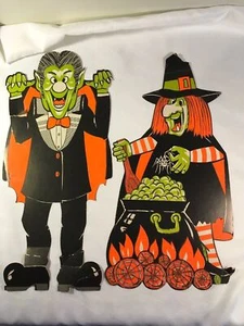 VINTAGE HALLOWEEN DIE-CUT HEXE UND DRACULA - Bild 1 von 10