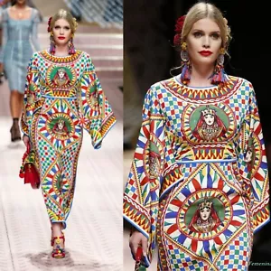 RARE $3,750 Dolce & Gabbana Queen Carretto Print Silk Maxi Midi Dress Gown IT40 - Picture 1 of 15