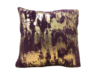Almohada decorativa Envogue imitación piel púrpura dorado tamaño 20" x 20" Foto 1 de 2