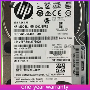 HPE 1tb 12g SAS 72k 2.5' SFF 512e HP 3 Year 765872-001 765464-b21 - Picture 1 of 3