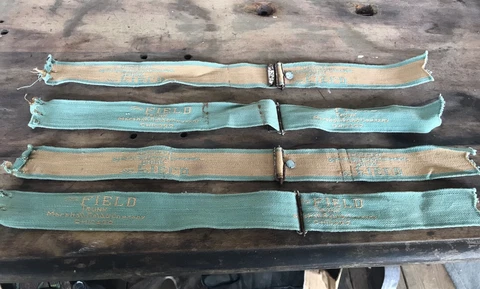 Antique Marshall Field Steamer Trunk Straps Drawer Straps Fabric Cover