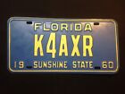 Florida License Plate 1960 K4AXR Fadio