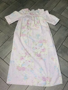 Miss Elaine Womens Long Multicolor Floral Short Sleeve Full Zip Night Gown Sz M - Picture 1 of 5