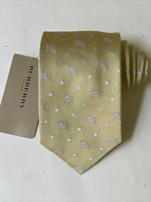 NUEVA Corbata Burberry Amarillo Blanco Lunares Hombre 100% Seda Auténtica Italia 3.5" 0350461 Foto 1 de 4