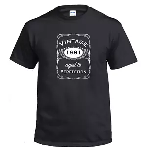 Vintage Aged To Perfection 1981 80er Geburtstag Geschenk Whiskey Geschenk Baumwolle T-Shirt - Bild 1 von 3