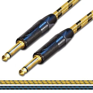 Gold Neutrik Gitarre Klinkenstecker Kabel. Lang Sommer Vintage Kabel 3M 6m 10m - Picture 1 of 4