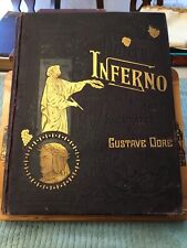 DANTE'S INFERNO Gustave Dore Illustrator 10x13 Large Size Gilt c. 1880's HC Book