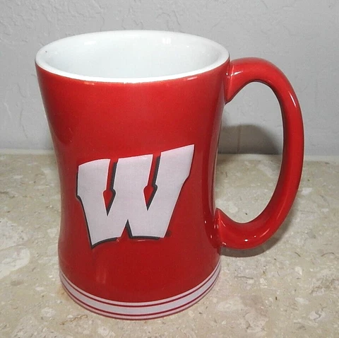 Wisconsin Badgers Coffee Mug Boelter BrandsCollegiate NCAA Embossed Front & Back Cover