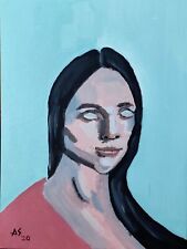 Portrait original signiert Expressionist zeitgenössisch Abstrakt Acrylgemälde