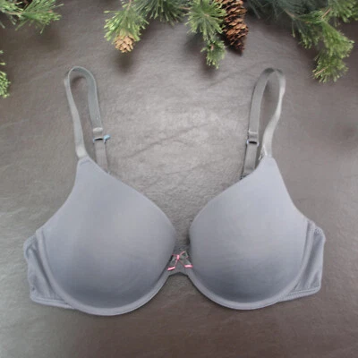 Sujetador Xhilaration 36D Gris Encaje Acolchado Con Aros Cierre Ajustable Espalda Foto 1 de 4