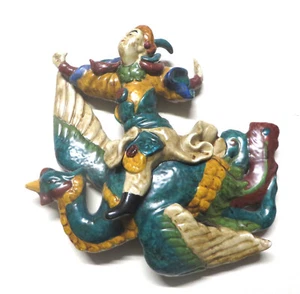 Chinese Ceramic Roof Tile Warrior Riding Phoenix - Sign of Peace, Prosperity - Picture 1 of 3