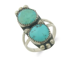 Vintage Navajo Ring 925 Sterling Authentic Turquoise  Size 9.0 - Picture 1 of 7