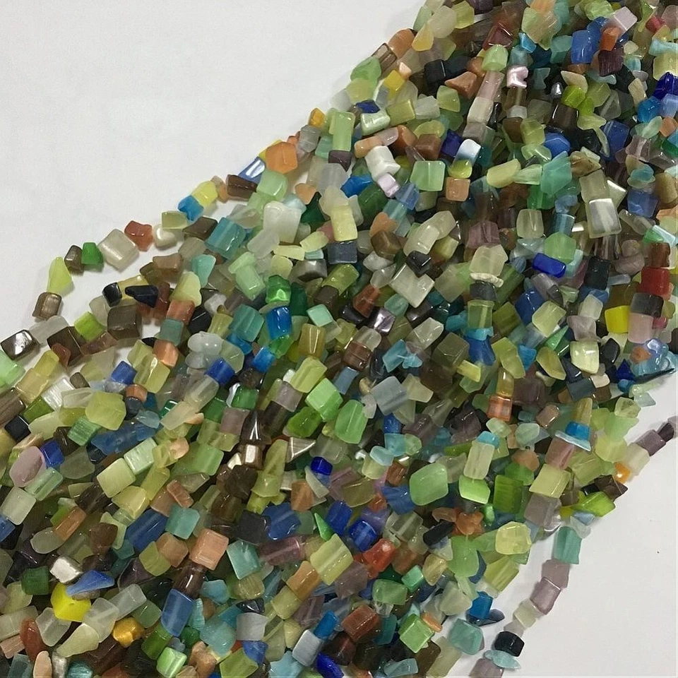 Z Cat Eye Beads 5 Strands Nuggets Mixed Color 1~9x3~7mm, Hole: 0.2mm; 33.46 VR8 - Image 1 of 1