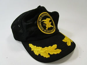 Vintage NRA Rifle Gun America Gold Leaf Black Eagle Trucker Cap Hat Snap Back - Picture 1 of 6