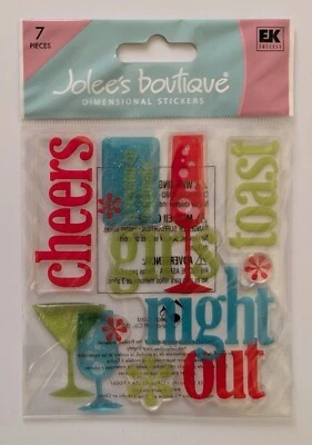 Adesivos epóxi para scrapbook Jolee's Girls Night Out Cheers brinde bebidas coquetéis - Imagem 1 de 2