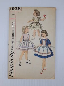 Simplicity Sewing Pattern 1938 Child's Dress Apron Size 6 Vint 30s Cut Complete - Picture 1 of 2