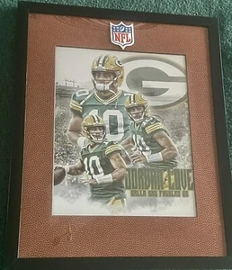 NFL GB QB PACKERS JORDAN LOVE FRAMED 8x10 PICTURE IN FOOTBALL TEXTURED 11x14 MAT - Picture 1 of 3