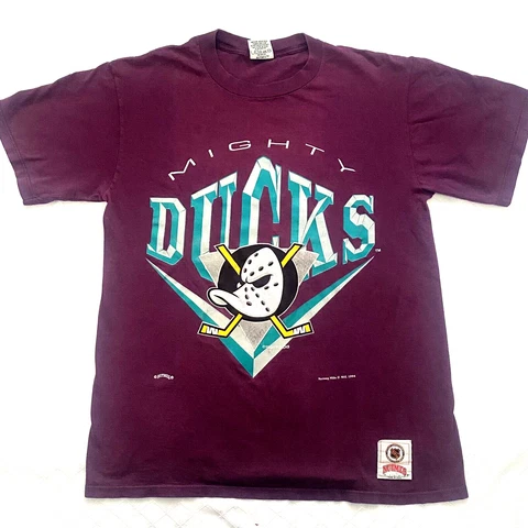 Vintage Anaheim Mighty Ducks Nutmeg T-shirt Size Large 1994 Purple Nhl Made Usa Cover