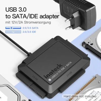Inateck IDE SATA to USB 3.0 Adapter 2.5/3.5 Zoll HDD/SSD Festplatten Netzteil - Bild 1 von 4