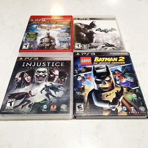 Batman PS3 Game Lot Of 4 Arkham City, Asylum, Injustice &Lego Batman 2 CIB EUC - Picture 1 of 12