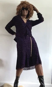 COTSWOLD PURPLE VELVET SILK SKIRT SET SUIT CO-ORDS SKIRT JACKET SET SIZE: UK10 - Picture 1 of 12