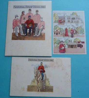 National Stamp Week 1980 2 x Stamp Presentation Packs Miniature Sheet & 5 joined - image 1 of 4